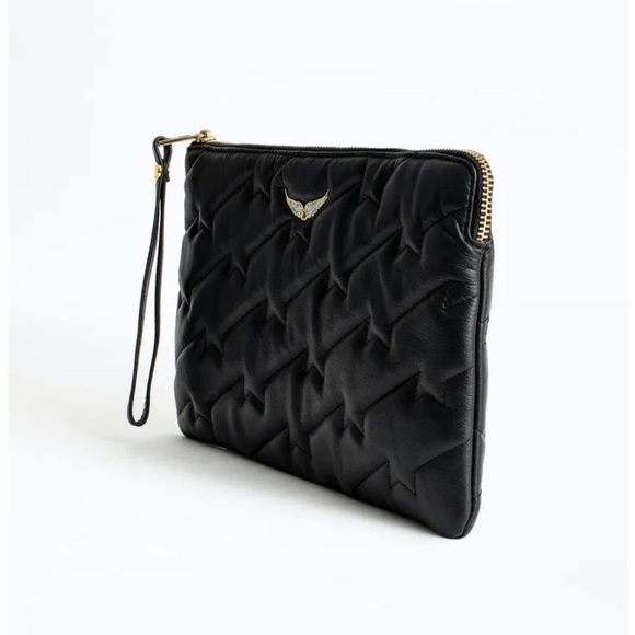 ZADIG & VOLTAIRE Wing Quilted Leather Wristlet